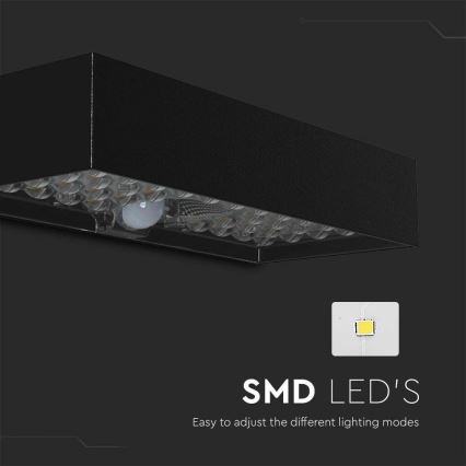 Ηλιακό φωτιστικό τοίχου LED με αισθητήρα LED/6W/3,7V IP65 4000K 3000 mAh μαύρο