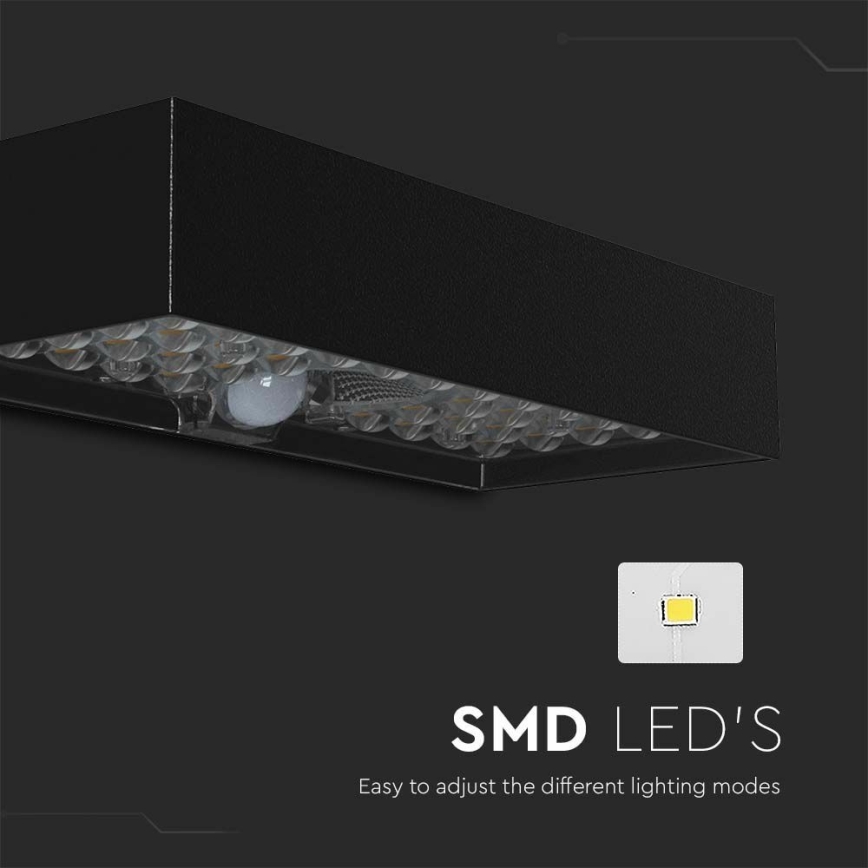 Ηλιακό φωτιστικό τοίχου LED με αισθητήρα LED/6W/3,7V IP65 4000K 3000 mAh μαύρο