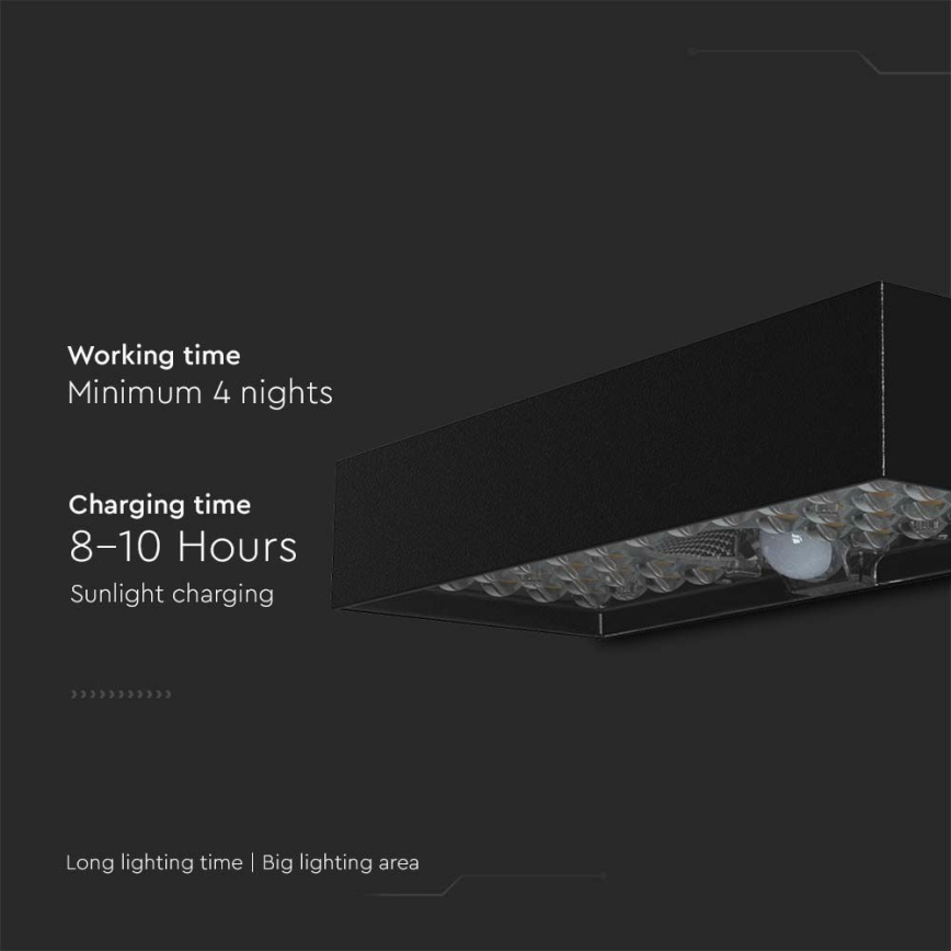 Ηλιακό φωτιστικό τοίχου LED με αισθητήρα LED/6W/3,7V IP65 4000K 3000 mAh μαύρο