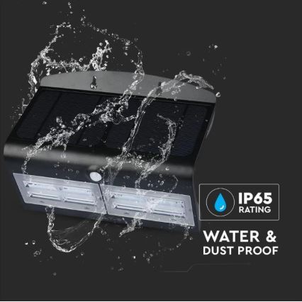 Ηλιακό φωτιστικό τοίχου LED με αισθητήρα LED/7W/3,7V 4000K IP65 μαύρο