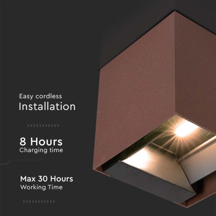 Ηλιακό φωτιστικό τοίχου LED με αισθητήρα LED/9W/3,7V IP65 4000K καφέ