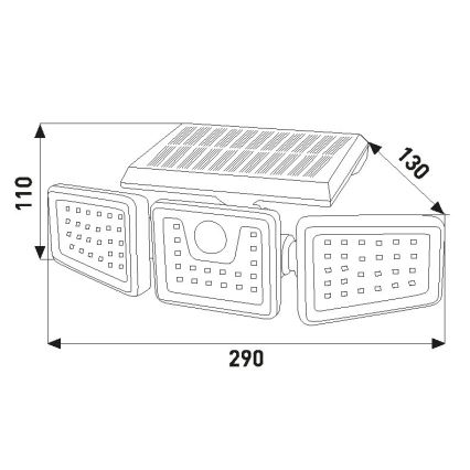 Ηλιακός προβολέας LED με αισθητήρα LED/14W/3,7V 1800 mAh IP54