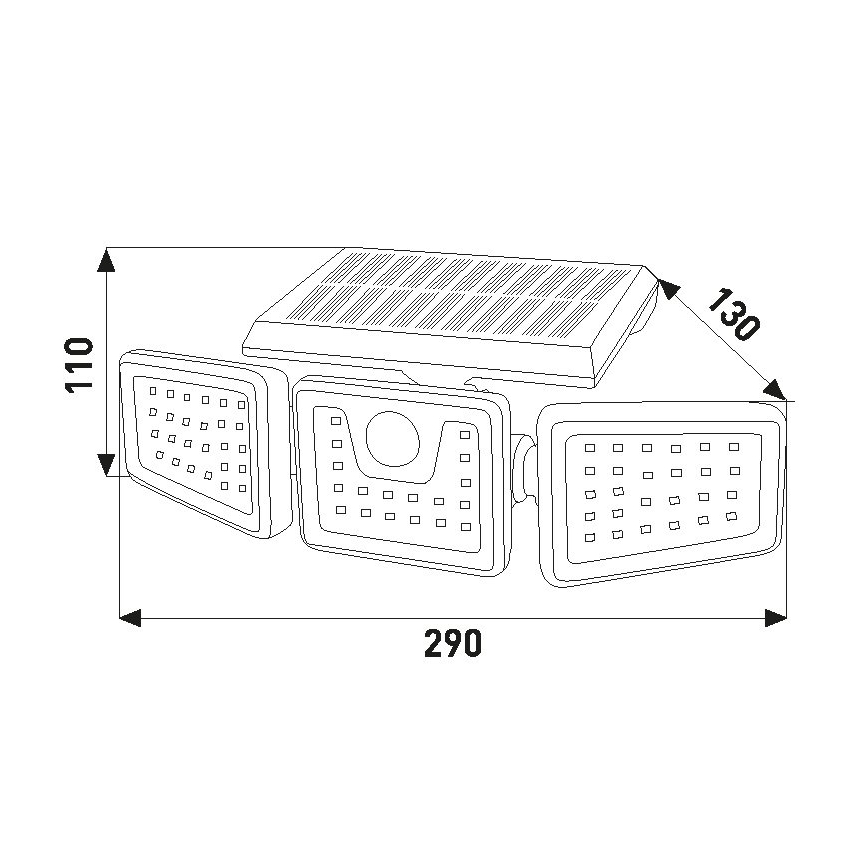 Ηλιακός προβολέας LED με αισθητήρα LED/14W/3,7V 1800 mAh IP54