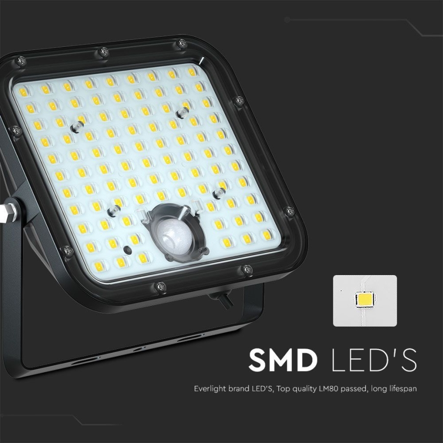 Ηλιακός προβολέας LED με αισθητήρα LED/30W/6,4V 6400K + τηλεχειριστήριο