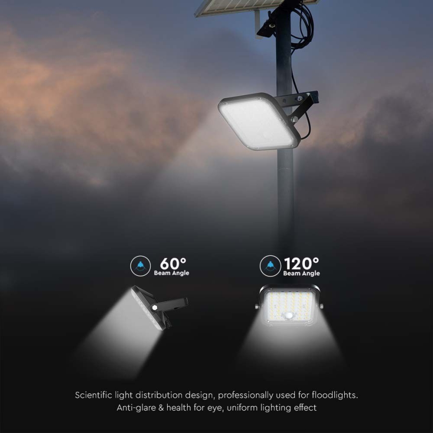 Ηλιακός προβολέας LED με αισθητήρα LED/30W/6,4V 6400K + τηλεχειριστήριο