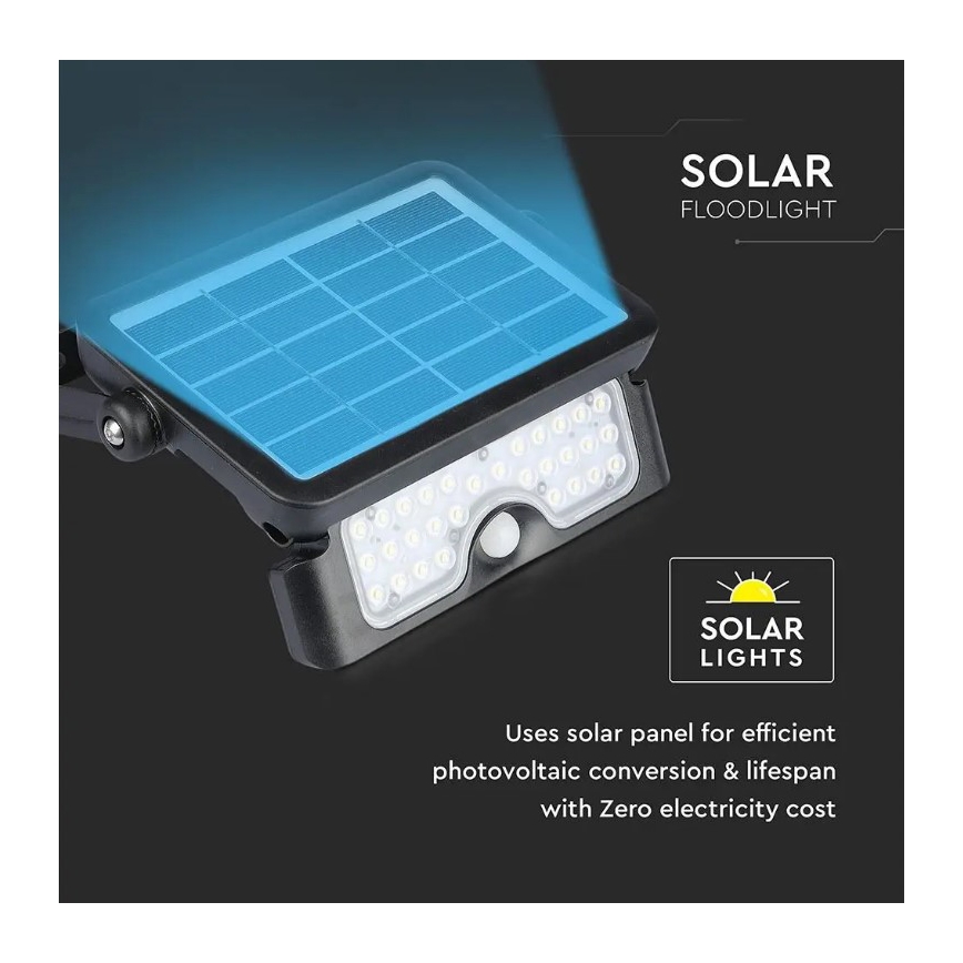Ηλιακός προβολέας LED με αισθητήρα LED/5W/3,7V IP65 4000K 3000 mAh
