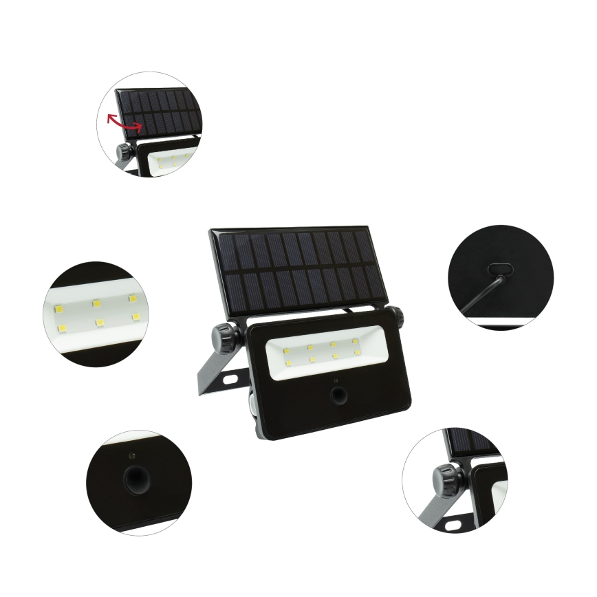 Ηλιακός προβολέας LED με αισθητήρα NOCTIS LED/2W/1800 mAh 3,7V 6000K IP65