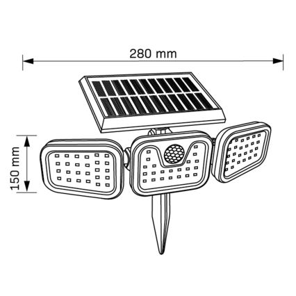Ηλιακός προβολέας LED με αισθητήρα TRIO LED/0,6W/3,7V 1200 mAh IP44