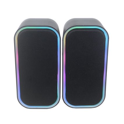 Ηχεία USB με οπίσθιο φωτισμό RGB 2x3W/5V μαύρα