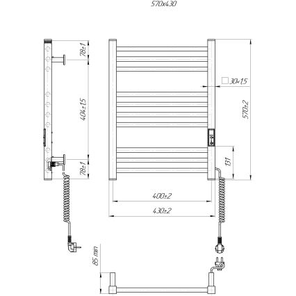 Θερμαντικό σώμα-σκάλα για μπάνιο HF DERBY 100W/230V 57x43 cm λευκό δεξιό