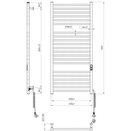 Θερμαντικό σώμα-σκάλα για μπάνιο HF DERBY 255W/230V 117x53 cm μαύρο