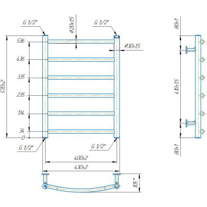 Θερμαντικό σώμα-σκάλα για μπάνιο INOX CLASSIC 120W/230V 57x43 cm ανοξείδωτο/λευκό