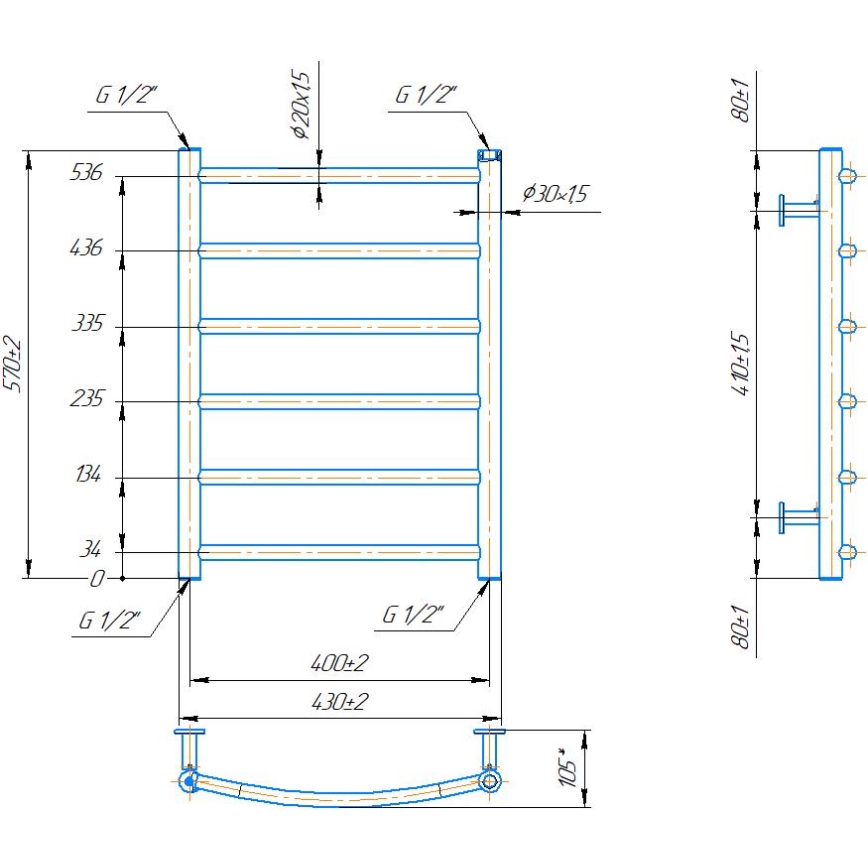 Θερμαντικό σώμα-σκάλα για μπάνιο INOX CLASSIC 120W/230V 57x43 cm ανοξείδωτο/γυαλισμένο χρώμιο