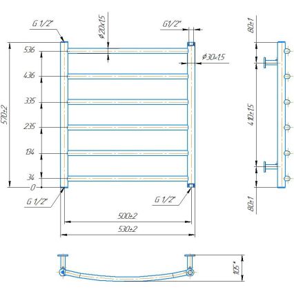 Θερμαντικό σώμα-σκάλα για μπάνιο INOX CLASSIC 122W/230V 57x53 cm ανοξείδωτο/λευκό