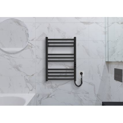 Θερμαντικό σώμα-σκάλα μπάνιου HF GREENWICH 100W/230V 57x43 cm, μαύρο, δεξιά σύνδεση, στρογγυλό