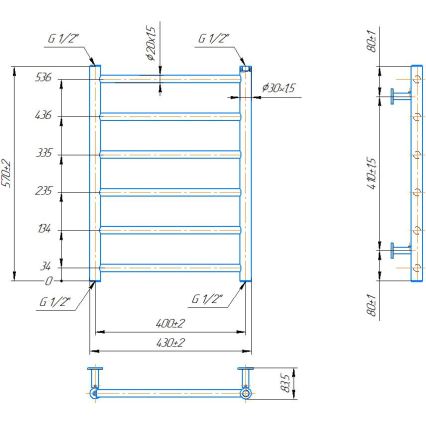 Θερμαντικό σώμα-σκάλα μπάνιου INOX FLAT 122W/230V 57x43 cm ανοξείδωτο/μαύρο