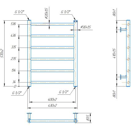 Θερμαντικό σώμα πετσετών μπάνιου INOX FLAT, 122W/230V, 57x43 cm, ανοξείδωτο/ανθρακί