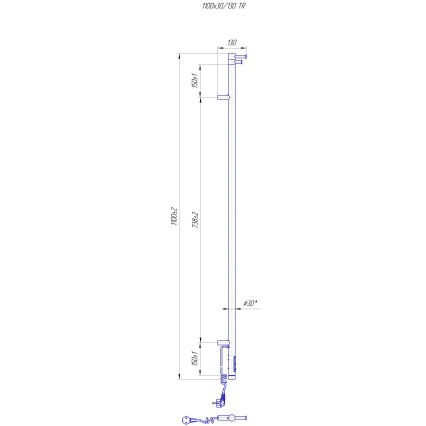Θερμαντικό σώμα μπάνιου RAY 25W/230V 110x30 cm IP44 ανοξείδωτο/ανθρακί