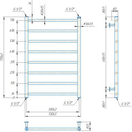 Θερμαντικό σώμα μπάνιου τύπου σκάλα INOX FLAT 163W/230V 77x53 cm ανοξείδωτο/λευκό