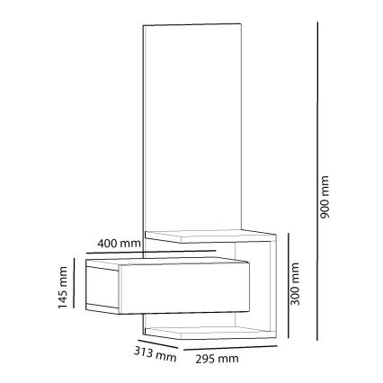 Καθρέπτης τοίχου με ράφι STELLA 90x49 cm καφέ/ανθρακί