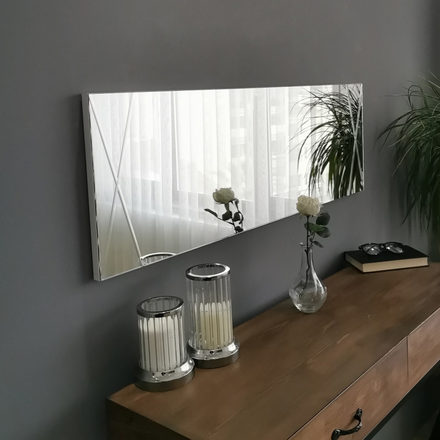 Καθρέφτης τοίχου 105x35 cm ασημί