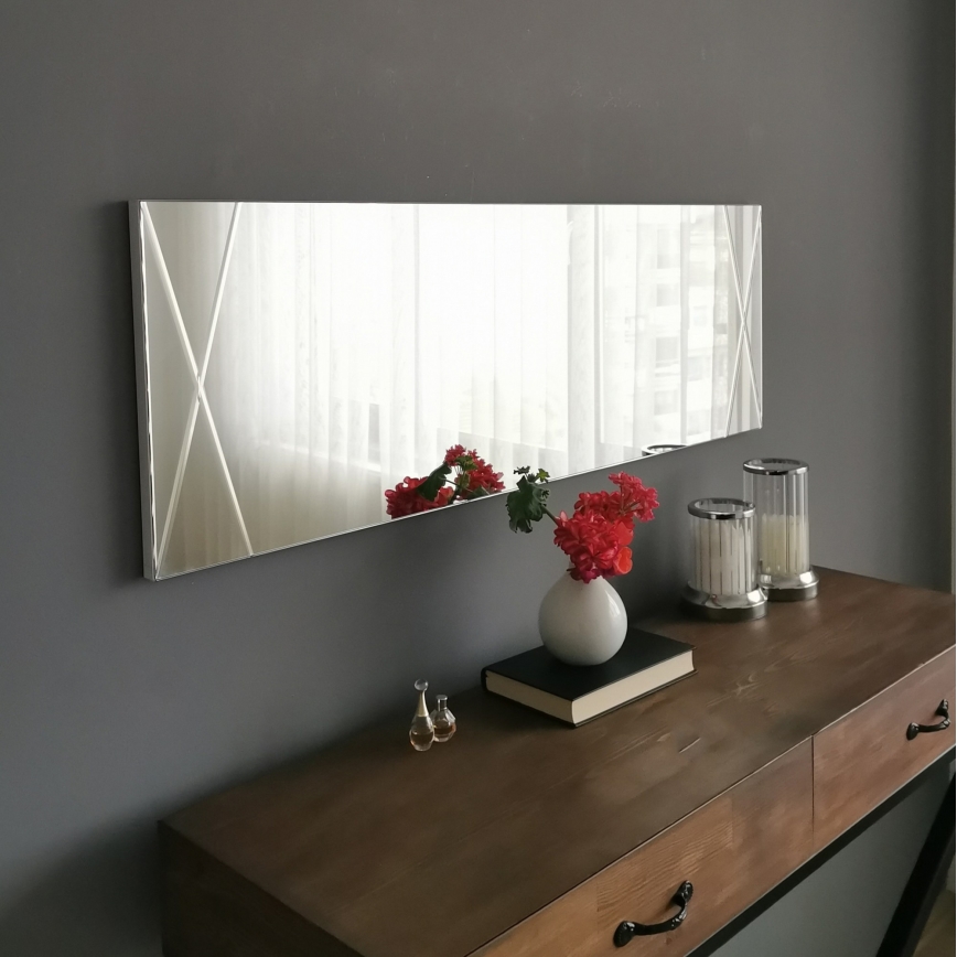 Καθρέφτης τοίχου 105x35 cm ασημί