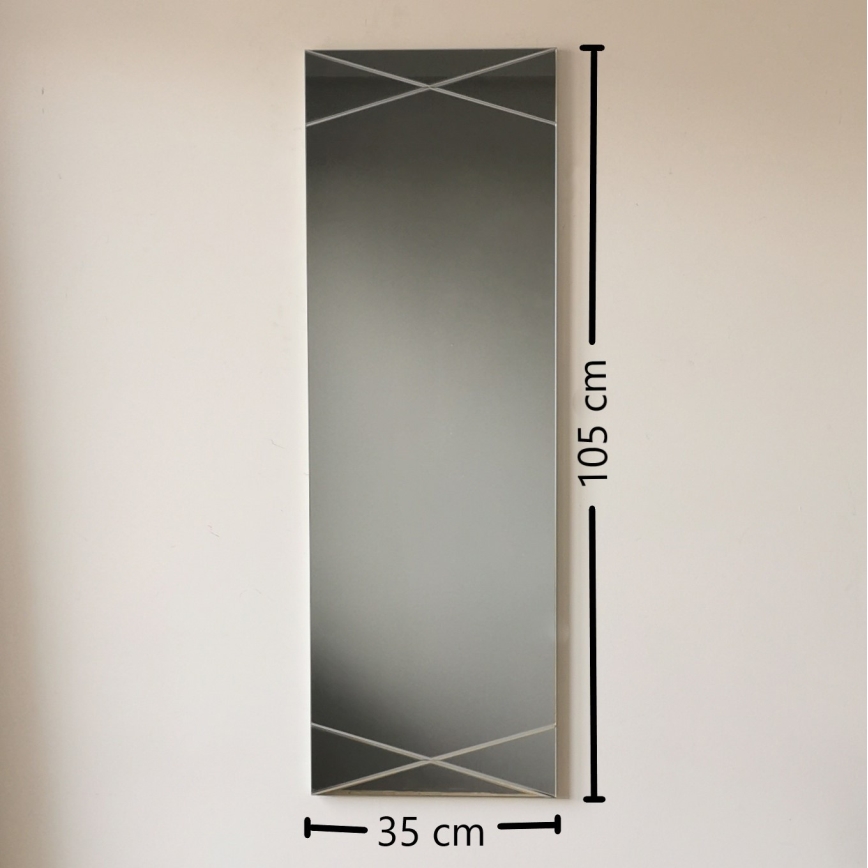 Καθρέφτης τοίχου 105x35 cm ασημί