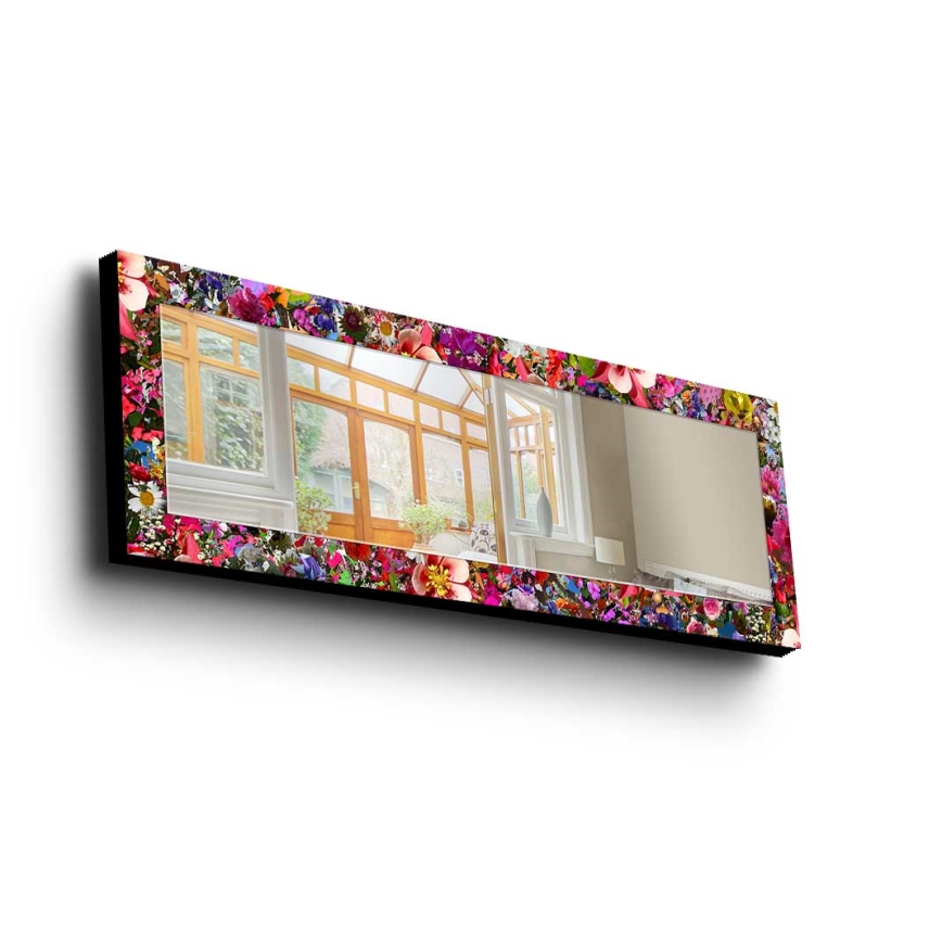Καθρέφτης τοίχου 120x40 cm πεύκο/λουλούδια