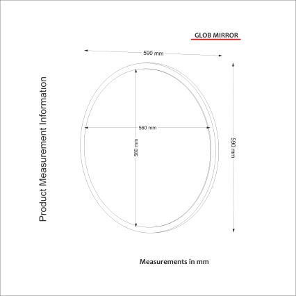 Καθρέφτης τοίχου GLOB δ. 59 cm λευκό