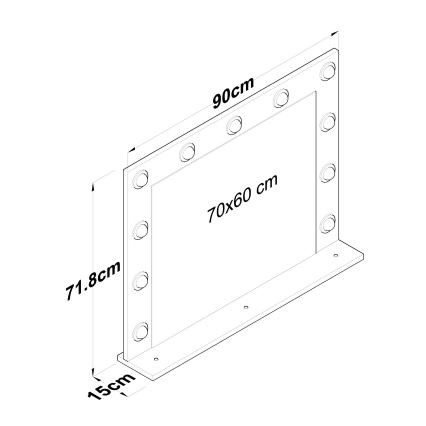 Καθρέφτης τοίχου με ένα ράφι RANI 90x71,8 cm λευκό