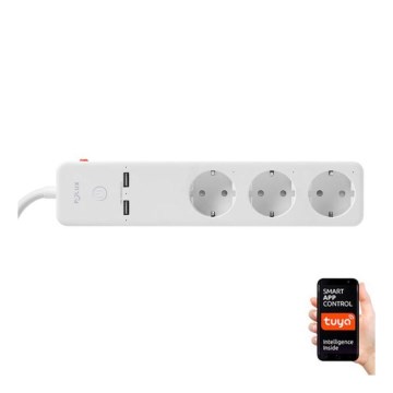 Καλώδιο προέκτασης SMART με διακόπτη 1,5m + 2xUSB/Wi-Fi Tuya SCHUKO