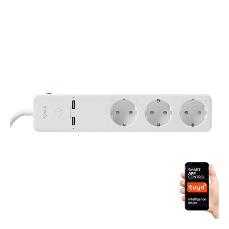 Καλώδιο προέκτασης SMART με διακόπτη 1,5m + 2xUSB/Wi-Fi Tuya SCHUKO
