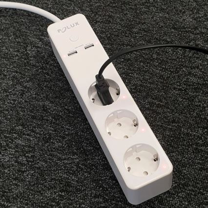 Καλώδιο προέκτασης SMART με διακόπτη 1,5m + 2xUSB/Wi-Fi Tuya SCHUKO