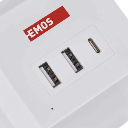 Καλώδιο προέκτασης κύβος με ασύρματη φόρτιση QI 2Z +2xUSB-A+1xUSB-C 2m λευκό