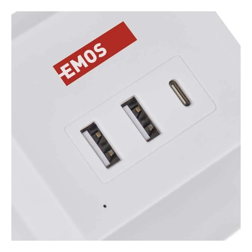 Καλώδιο προέκτασης κύβος με ασύρματη φόρτιση QI 2Z +2xUSB-A+1xUSB-C 2m λευκό