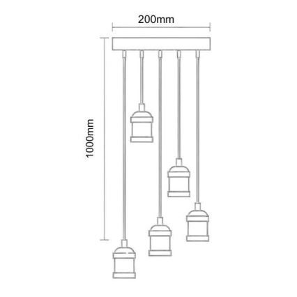 Καλώδιο τροφοδοσίας 5xE27/60W/230V μπρονζέ