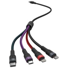 Καλώδιο φόρτισης 4σε1 USB / USB Lightning  / MicroUSB / USB-C 1,2m πολύχρωμο