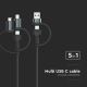 Καλώδιο φόρτισης 5σε1 USB / USB Lightning / MicroUSB / USB-C 1,2m μαύρο