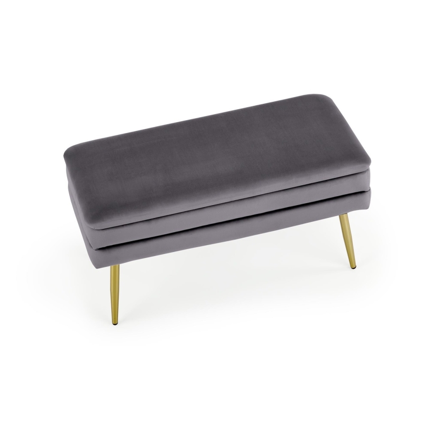 Καπιτονέ πάγκος με αποθηκευτικό χώρο VELVA 37x78 cm γκρι/χρυσό