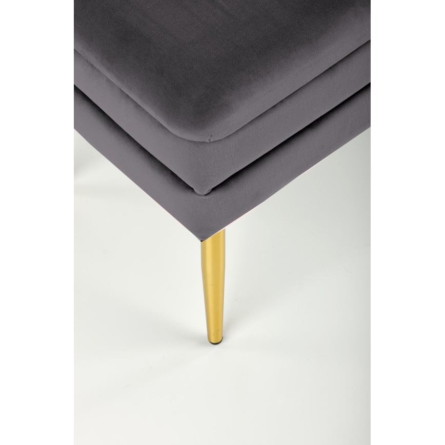 Καπιτονέ πάγκος με αποθηκευτικό χώρο VELVA 37x78 cm γκρι/χρυσό