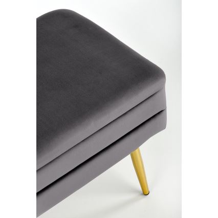 Καπιτονέ πάγκος με αποθηκευτικό χώρο VELVA 37x78 cm γκρι/χρυσό