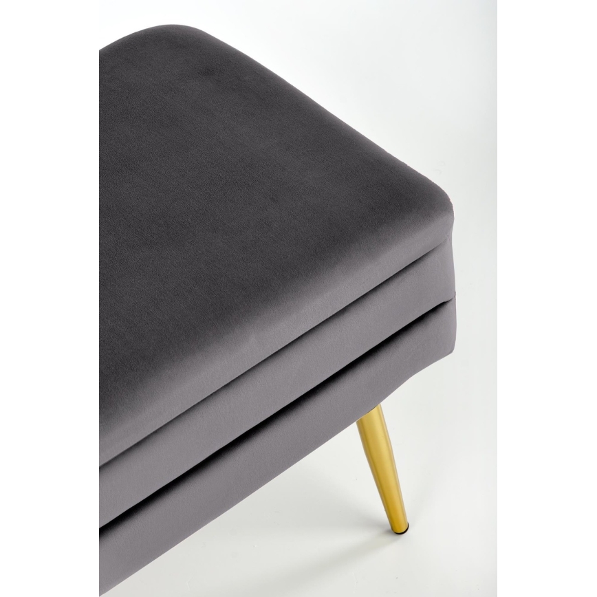 Καπιτονέ πάγκος με αποθηκευτικό χώρο VELVA 37x78 cm γκρι/χρυσό
