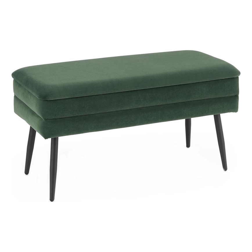 Καπιτονέ πάγκος με αποθηκευτικό χώρο VELVA 37x78 cm πράσινο/μαύρο