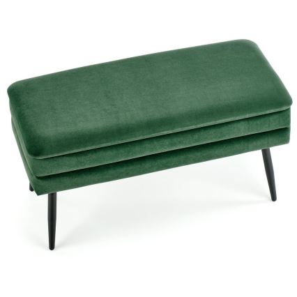 Καπιτονέ πάγκος με αποθηκευτικό χώρο VELVA 37x78 cm πράσινο/μαύρο