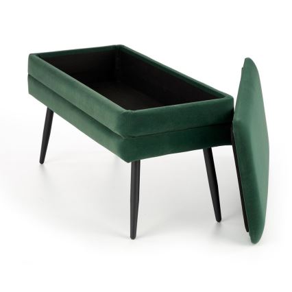 Καπιτονέ πάγκος με αποθηκευτικό χώρο VELVA 37x78 cm πράσινο/μαύρο