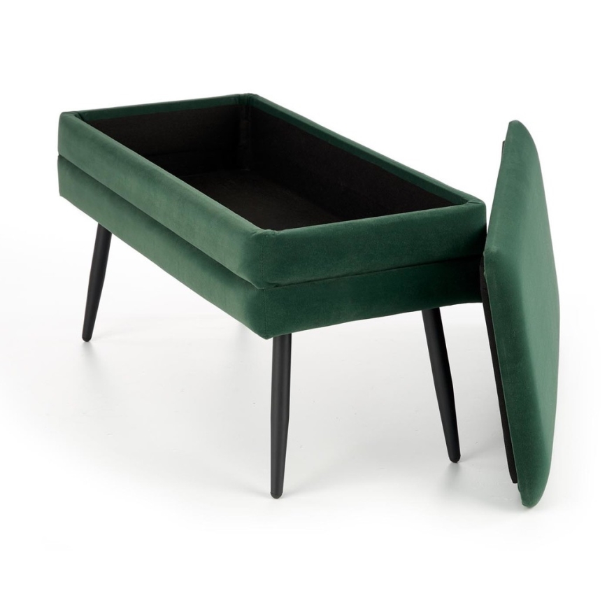 Καπιτονέ πάγκος με αποθηκευτικό χώρο VELVA 37x78 cm πράσινο/μαύρο