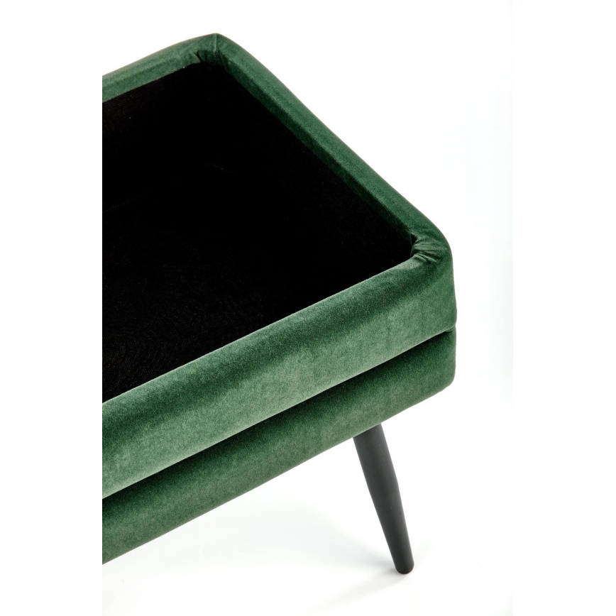 Καπιτονέ πάγκος με αποθηκευτικό χώρο VELVA 37x78 cm πράσινο/μαύρο
