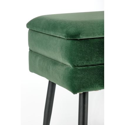Καπιτονέ πάγκος με αποθηκευτικό χώρο VELVA 37x78 cm πράσινο/μαύρο