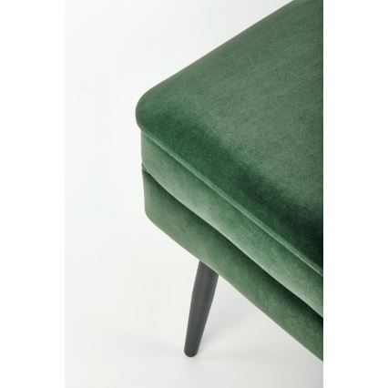 Καπιτονέ πάγκος με αποθηκευτικό χώρο VELVA 37x78 cm πράσινο/μαύρο