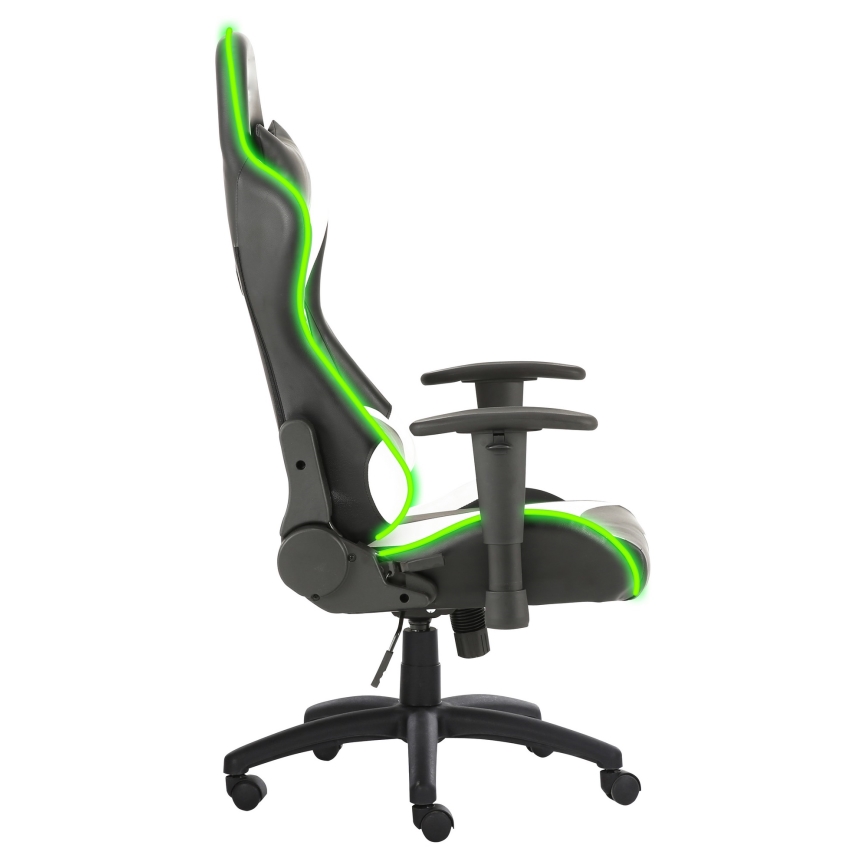 Καρέκλα gaming VARR Flash με οπίσθιο φωτισμό LED RGB + τηλεχειριστήριο μαύρο/λευκό